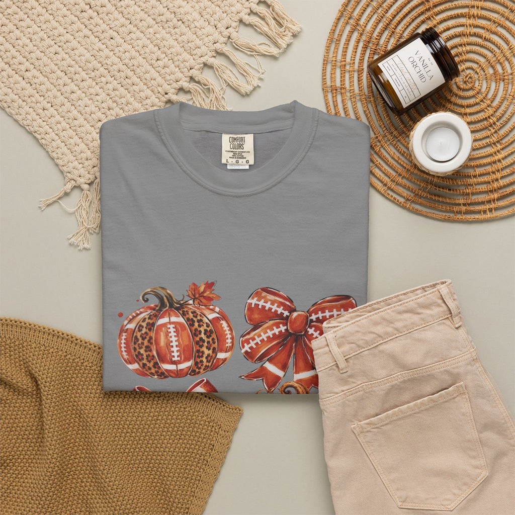 Pumpkin & Bow Fall T‑Shirt — Rustic Autumn Pumpkin Graphic Tee